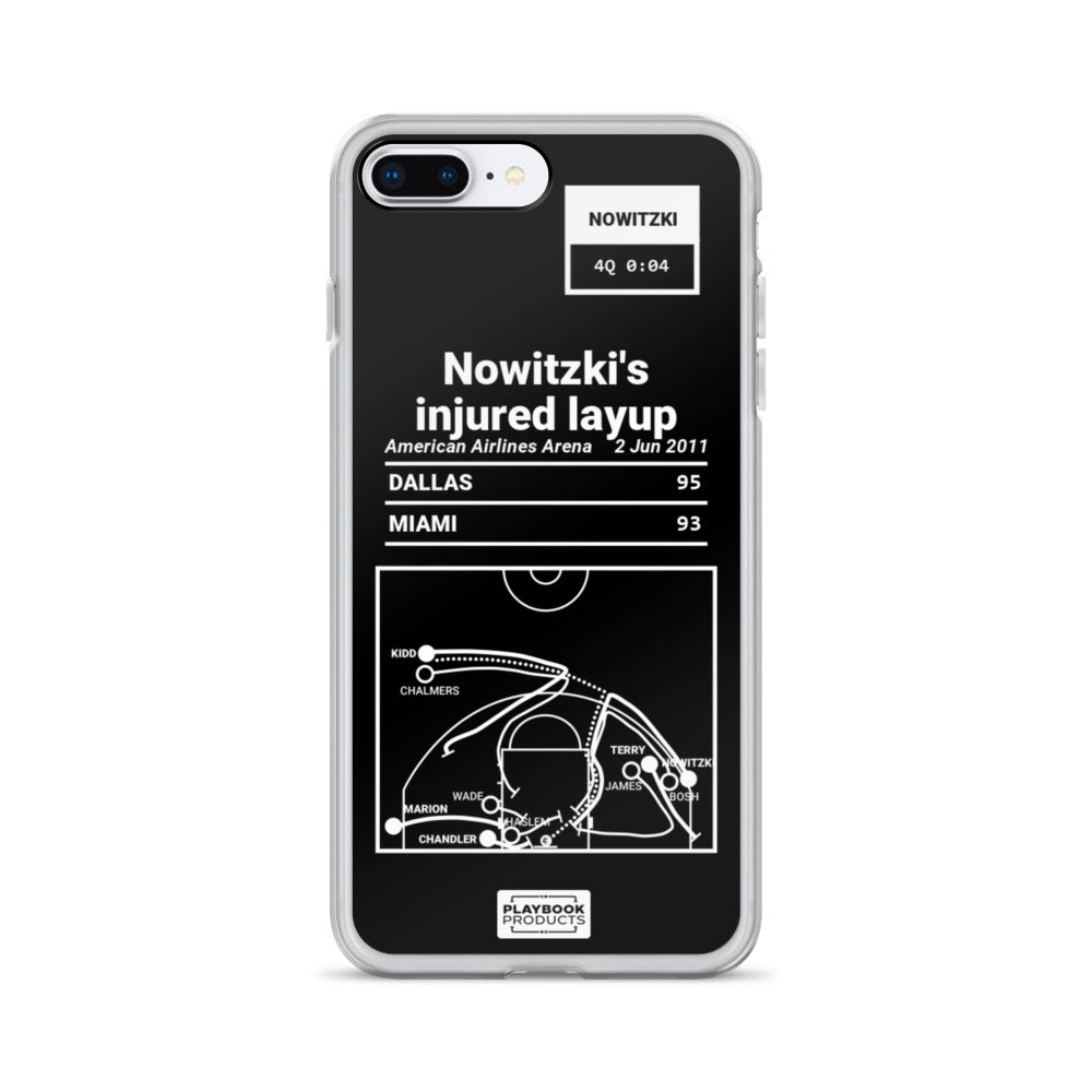 Dallas Mavericks Greatest Plays iPhone Case: Nowitzki's injured layup (2011)