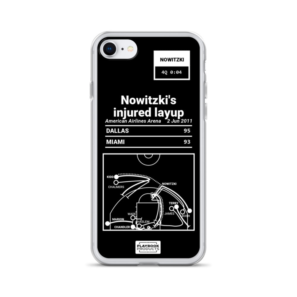 Dallas Mavericks Greatest Plays iPhone Case: Nowitzki's injured layup (2011)