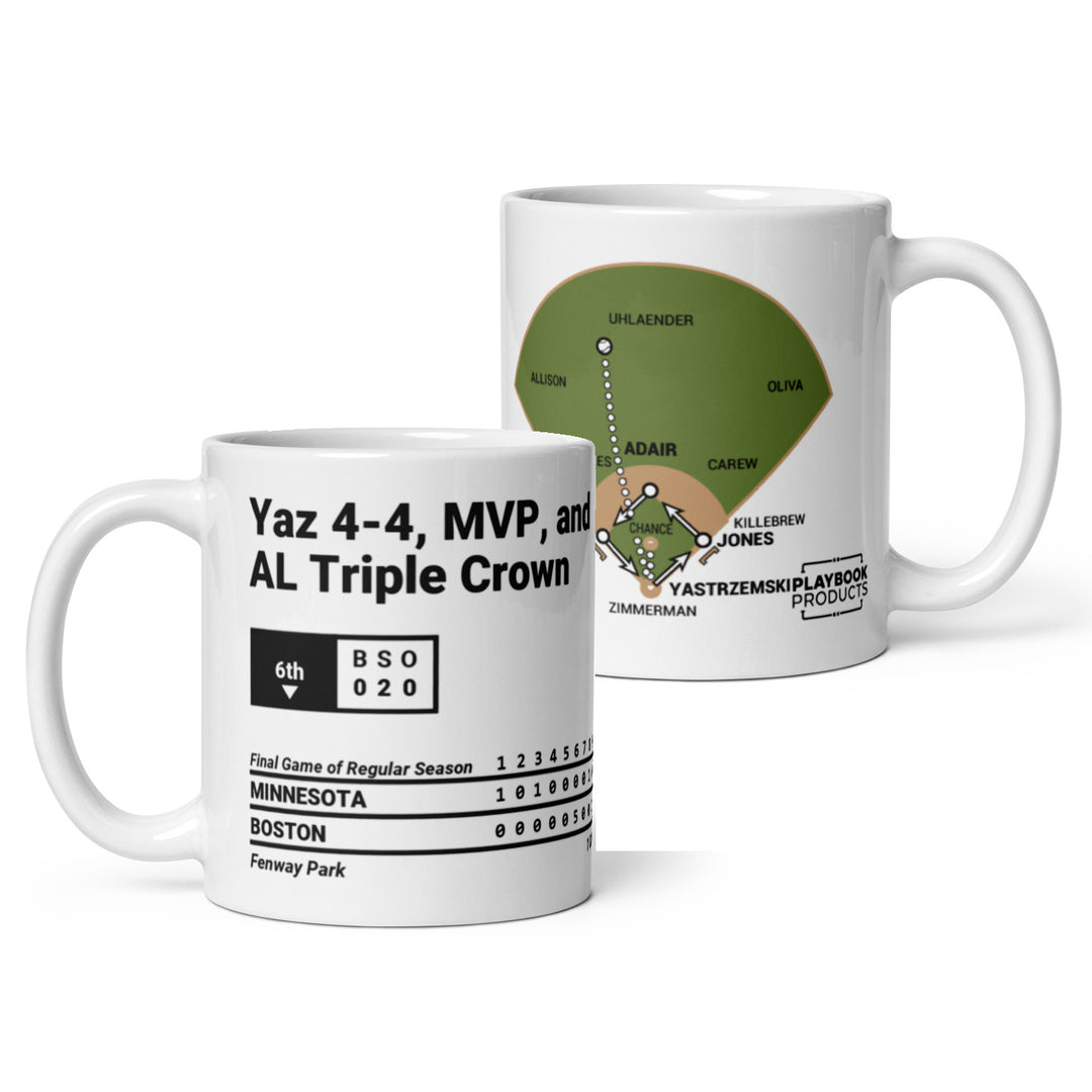 Boston Red Sox Greatest Plays Mug: Yaz 4-4, MVP, and AL Triple Crown (1967)