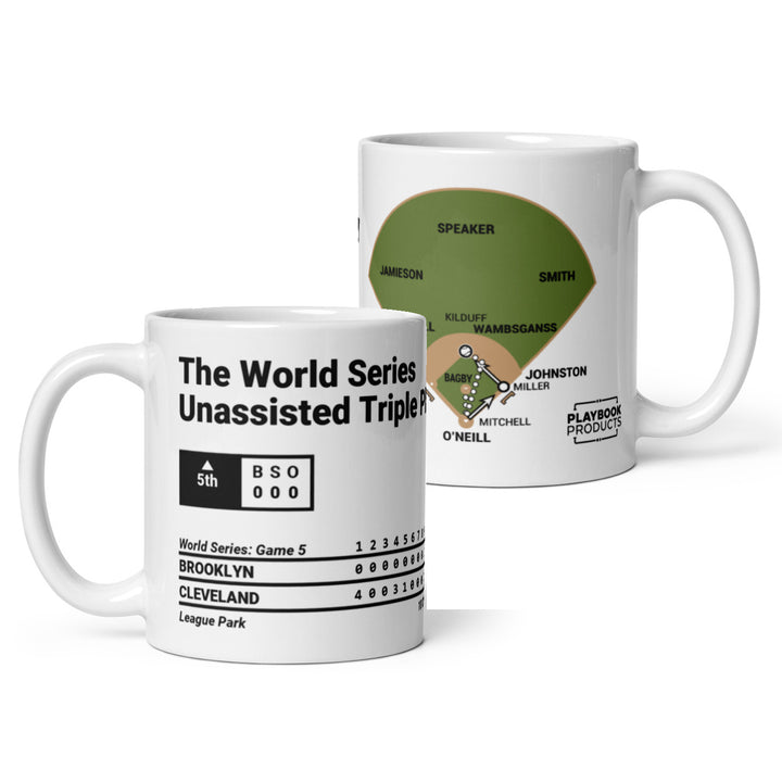 Cleveland Guardians Greatest Plays Mug: The World Series Unassisted Triple Play (1920)
