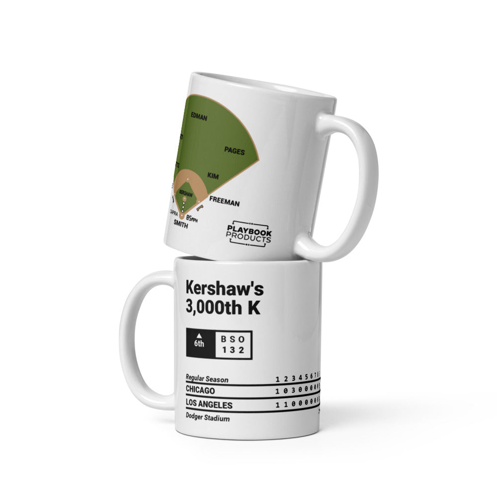 Los Angeles Dodgers Greatest Plays Mug: Kershaw's 3,000th K (2025)