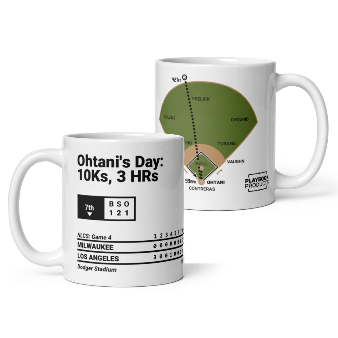 Los Angeles Dodgers Greatest Plays Mug: Ohtani's Day: 10Ks, 3 HRs (2025)