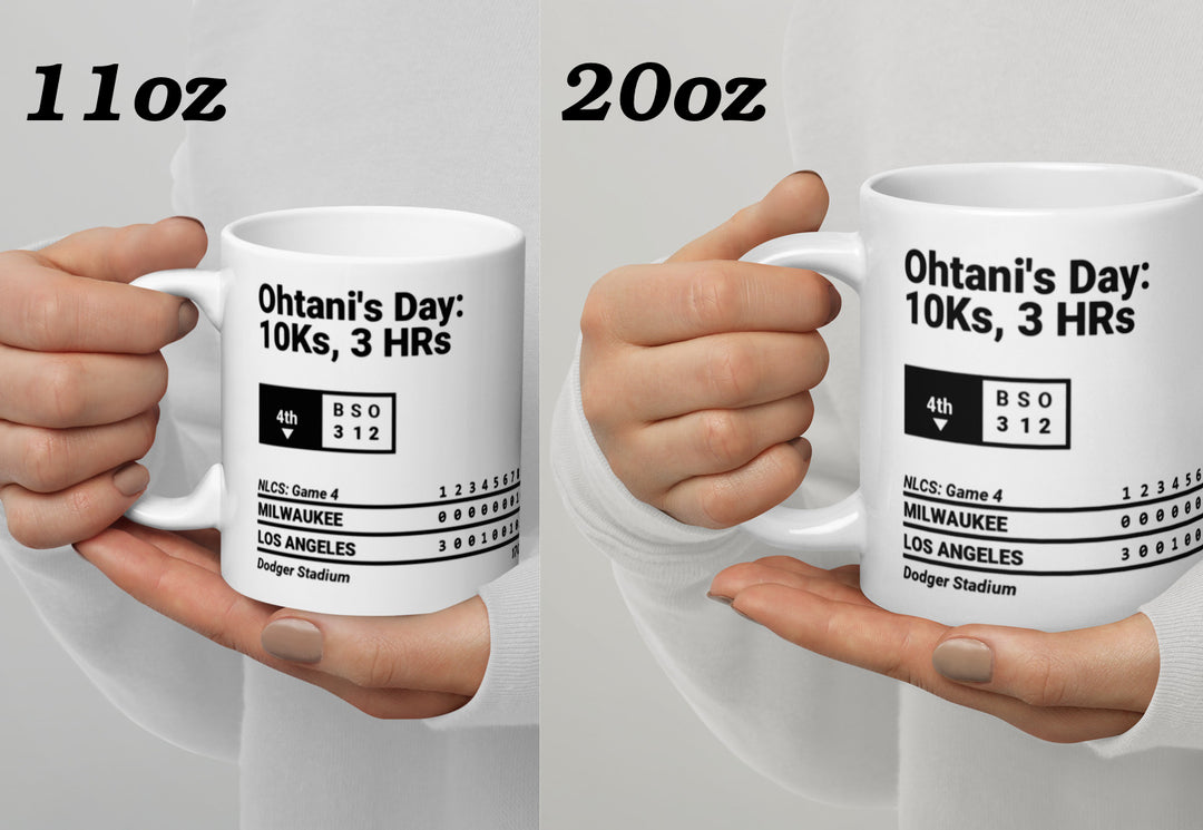 Los Angeles Dodgers Greatest Plays Mug: Ohtani's Day: 10Ks, 3 HRs (2025)