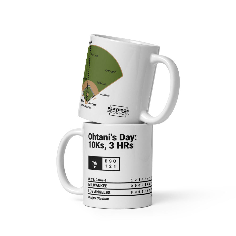 Los Angeles Dodgers Greatest Plays Mug: Ohtani's Day: 10Ks, 3 HRs (2025)