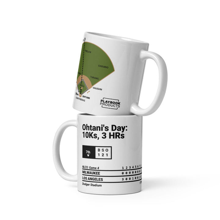Los Angeles Dodgers Greatest Plays Mug: Ohtani's Day: 10Ks, 3 HRs (2025)