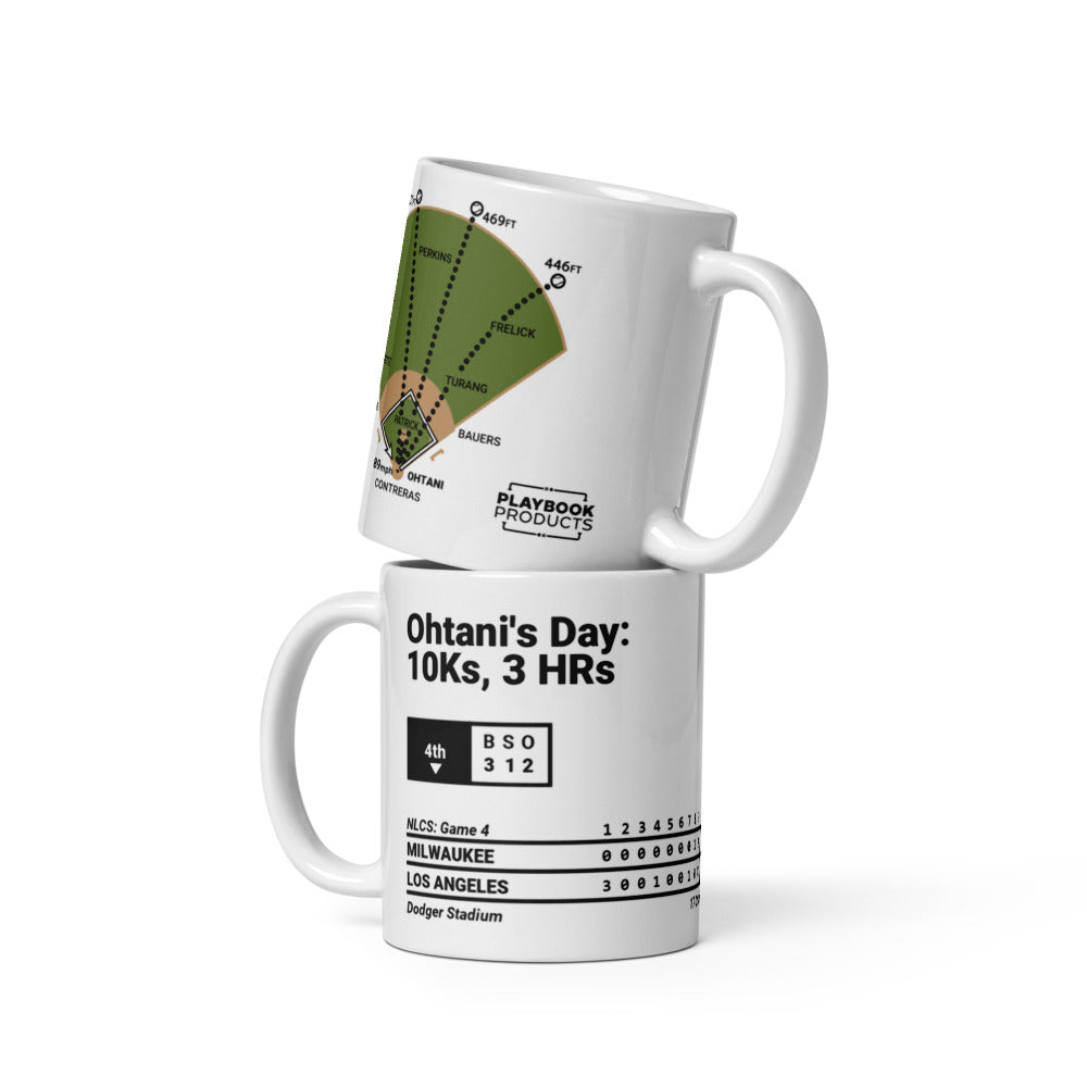 Los Angeles Dodgers Greatest Plays Mug: Ohtani's Day: 10Ks, 3 HRs (2025)