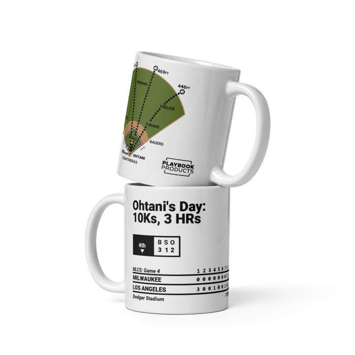 Los Angeles Dodgers Greatest Plays Mug: Ohtani's Day: 10Ks, 3 HRs (2025)