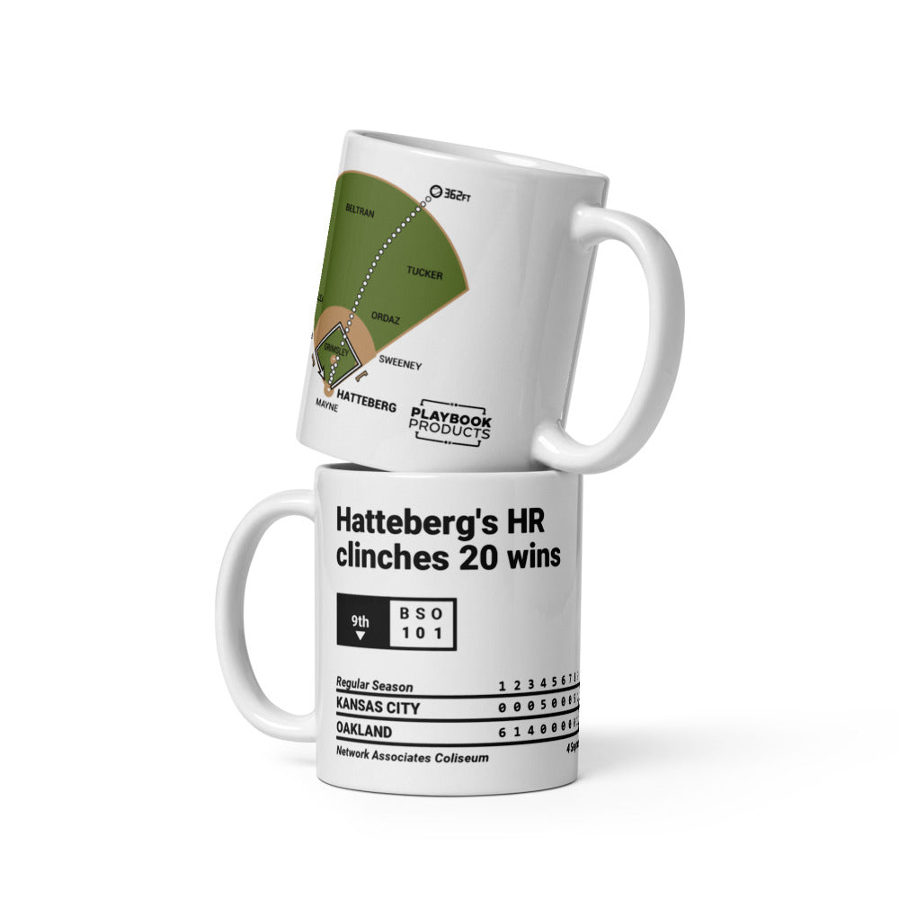 Oakland Athletics Greatest Plays Mug: Hatteberg's HR clinches 20 wins (2002)
