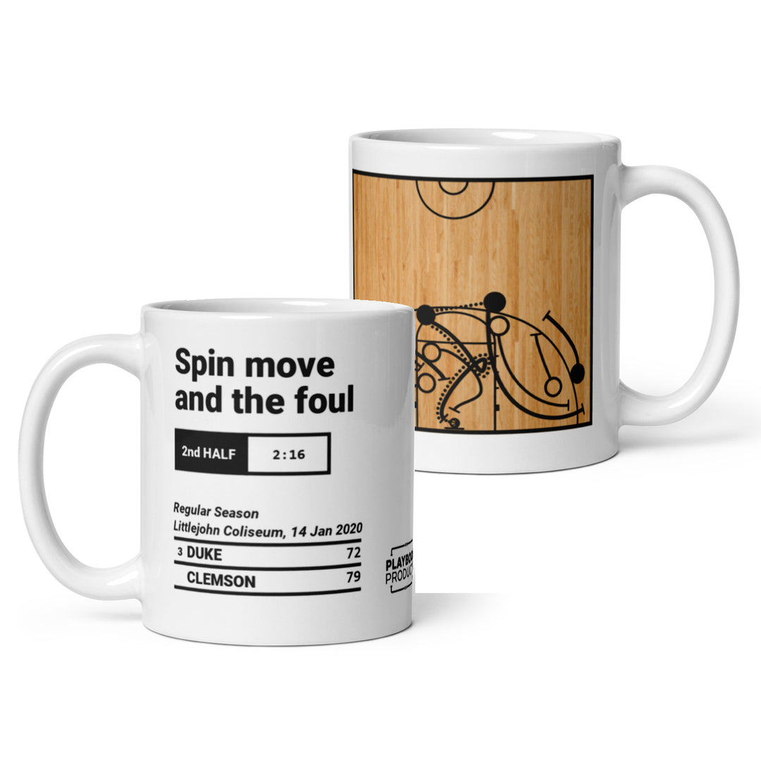 Greatest Clemson Basketball Plays Mug: Spin move and the foul (2020)