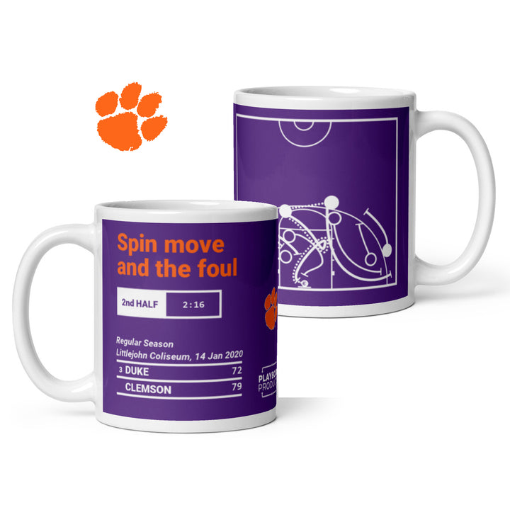 Clemson Basketball Greatest Plays Mug: Spin move and the foul (2020)