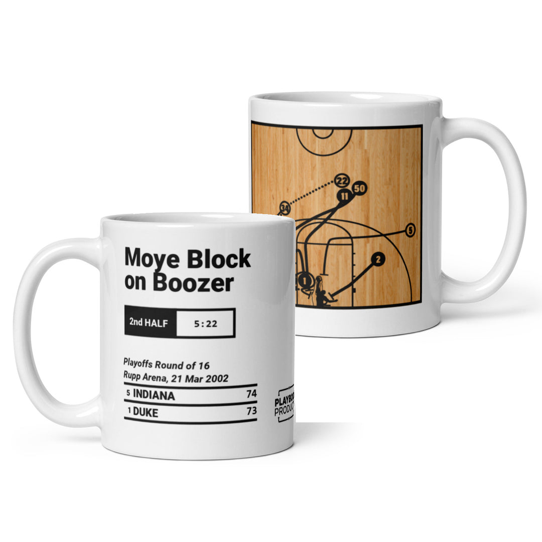 Greatest Indiana Basketball Plays Mug: Moye Block on Boozer (2002)