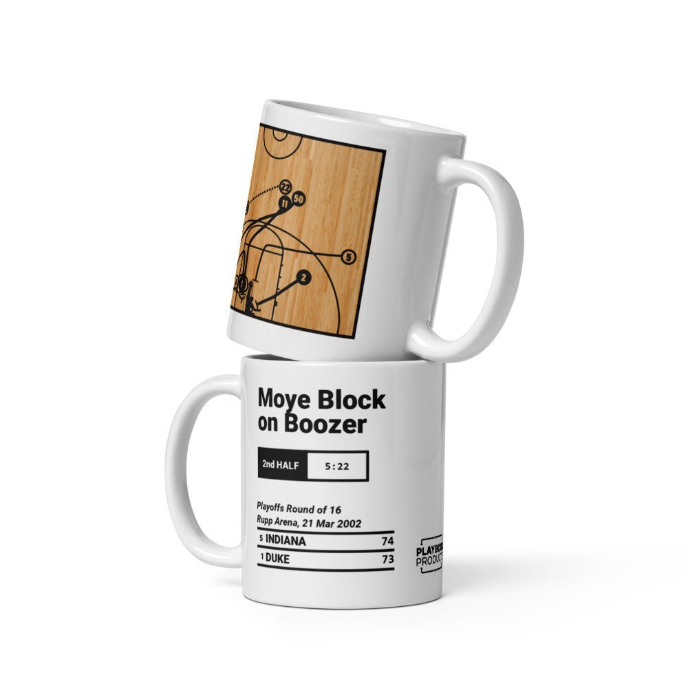 Greatest Indiana Basketball Plays Mug: Moye Block on Boozer (2002)