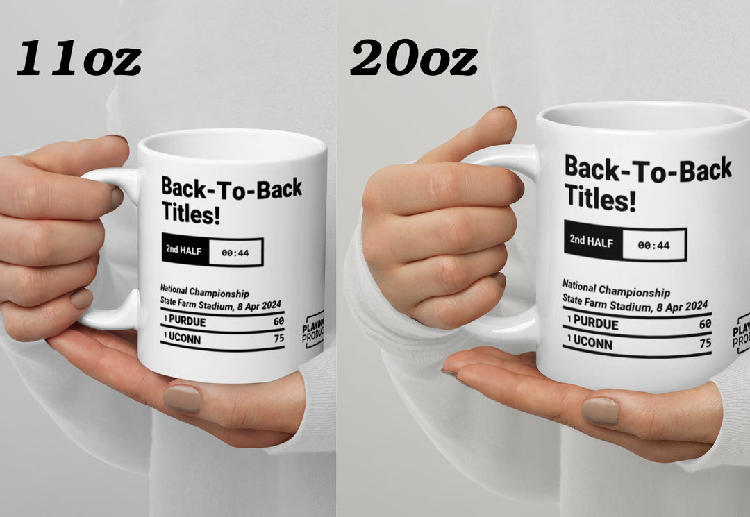 Greatest UCONN Basketball Plays Mug: Back-To-Back Titles! (2024)