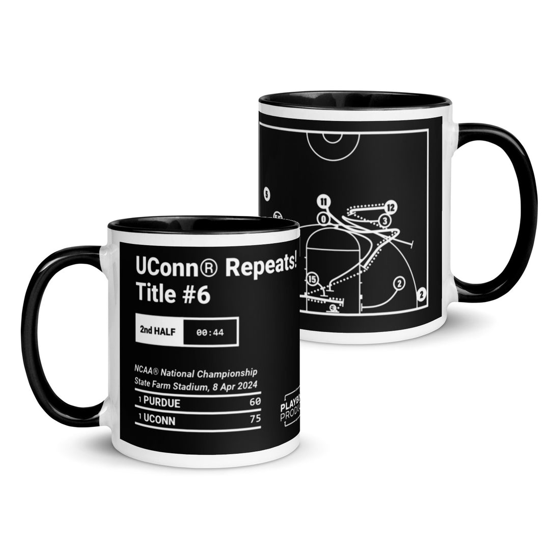 UCONN Basketball Greatest Plays Mug: UConn® Repeats! Title #6 (2024)