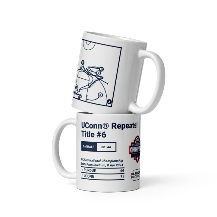 UCONN Basketball Greatest Plays Mug: UConn® Repeats! Title #6 (2024)