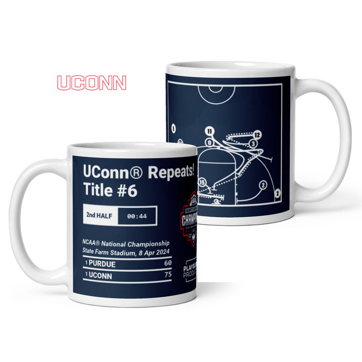 UCONN Basketball Greatest Plays Mug: UConn® Repeats! Title #6 (2024)