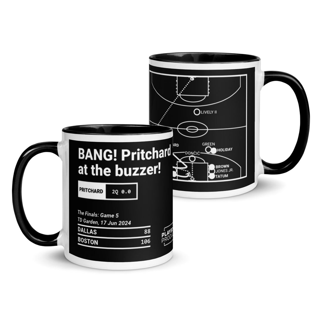 Boston Celtics Greatest Plays Mug: BANG! Pritchard at the buzzer! (2024)