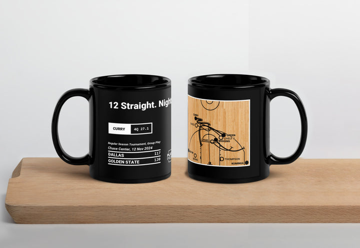 Golden State Warriors Greatest Plays Mug: 12 Straight. Night Night. (2024)