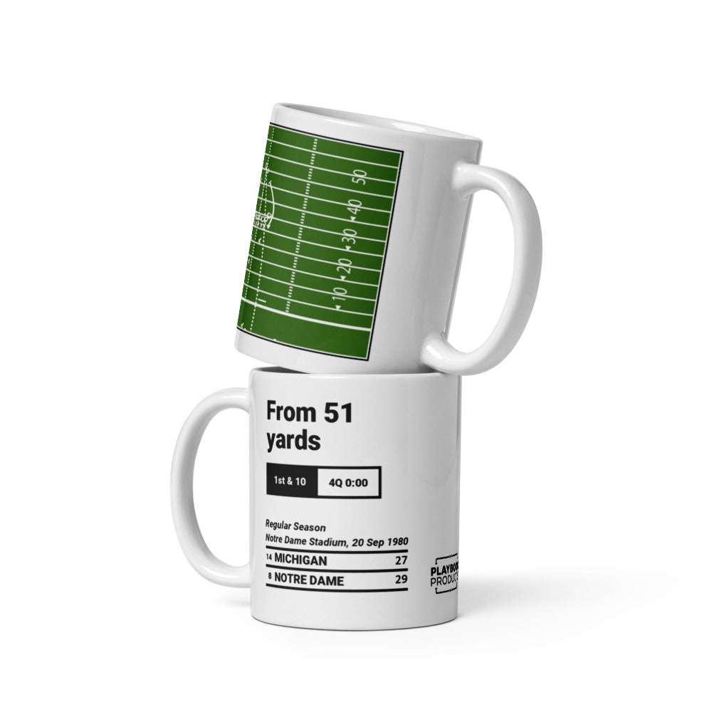 Notre Dame Football Greatest Plays Mug: From 51 yards (1980)