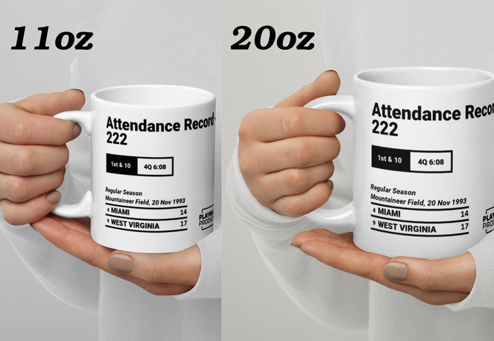 Greatest West Virginia Football Plays Mug: Attendance Record - 70,222 (1993)
