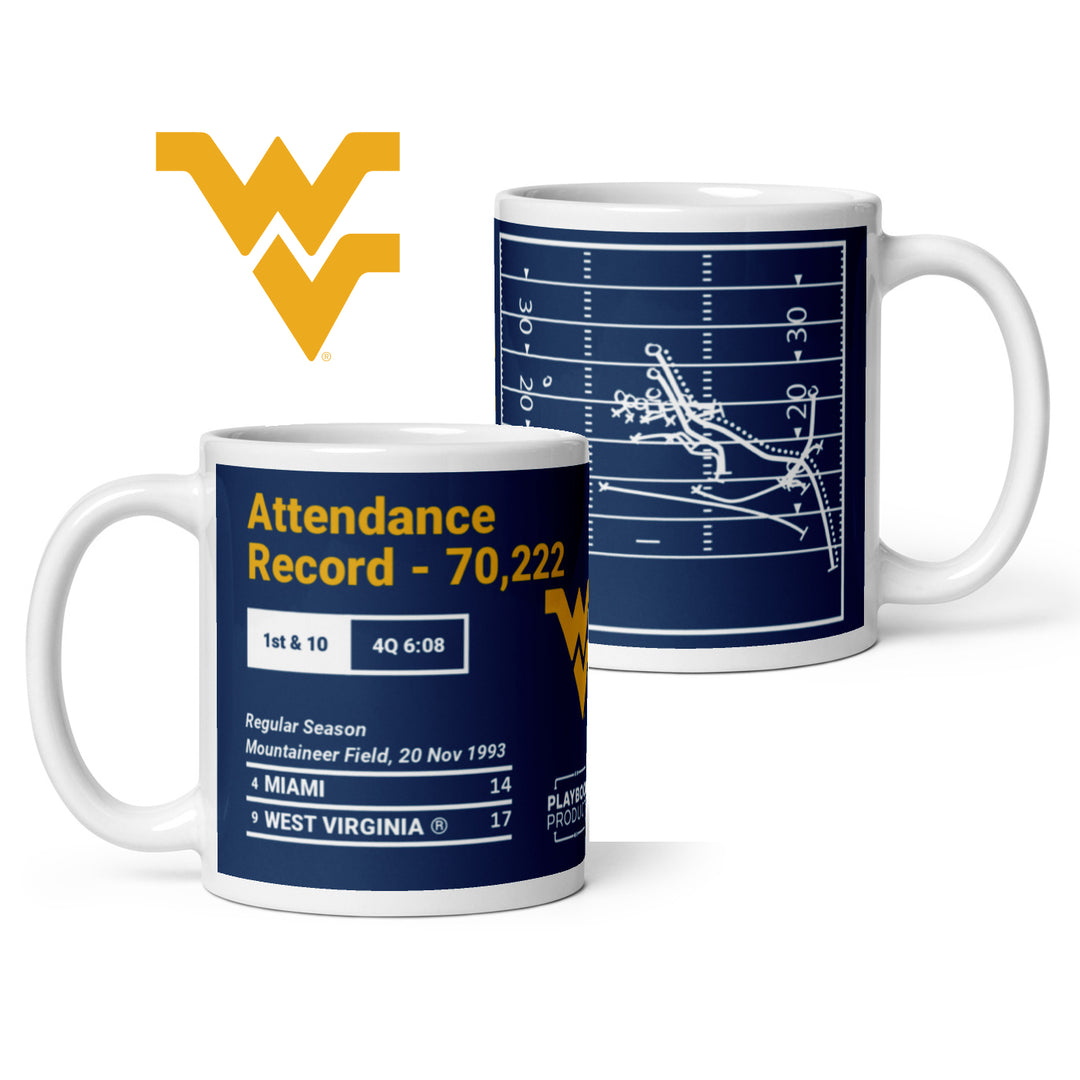 West Virginia Football Greatest Plays Mug: Attendance Record - 70,222 (1993)