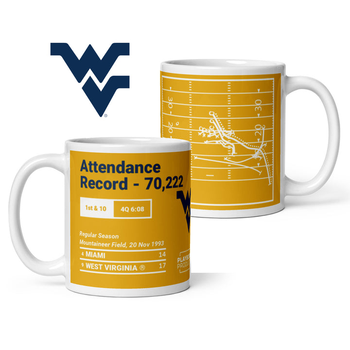 West Virginia Football Greatest Plays Mug: Attendance Record - 70,222 (1993)