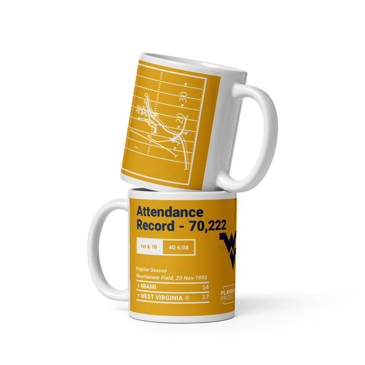 West Virginia Football Greatest Plays Mug: Attendance Record - 70,222 (1993)