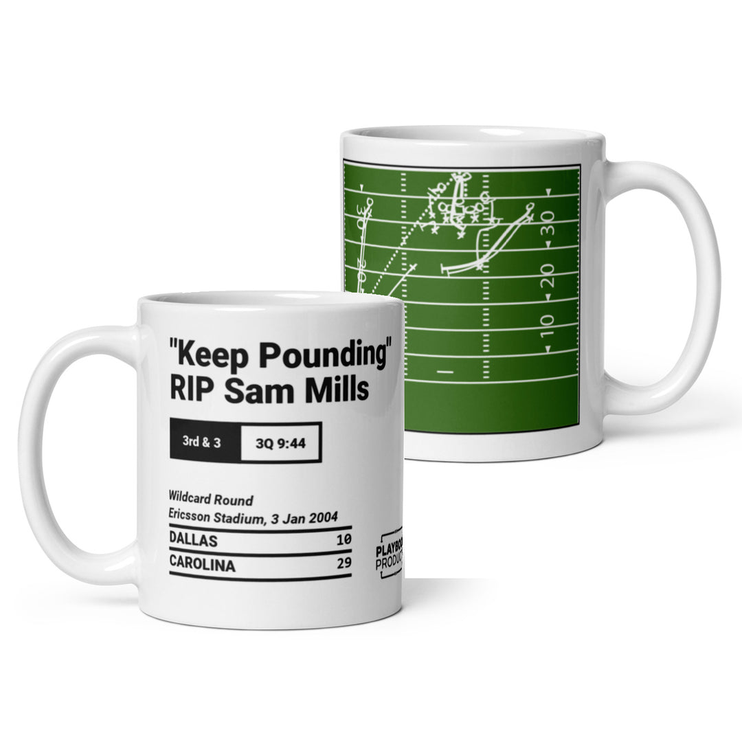 Carolina Panthers Greatest Plays Mug: "Keep Pounding" RIP Sam Mills (2004)