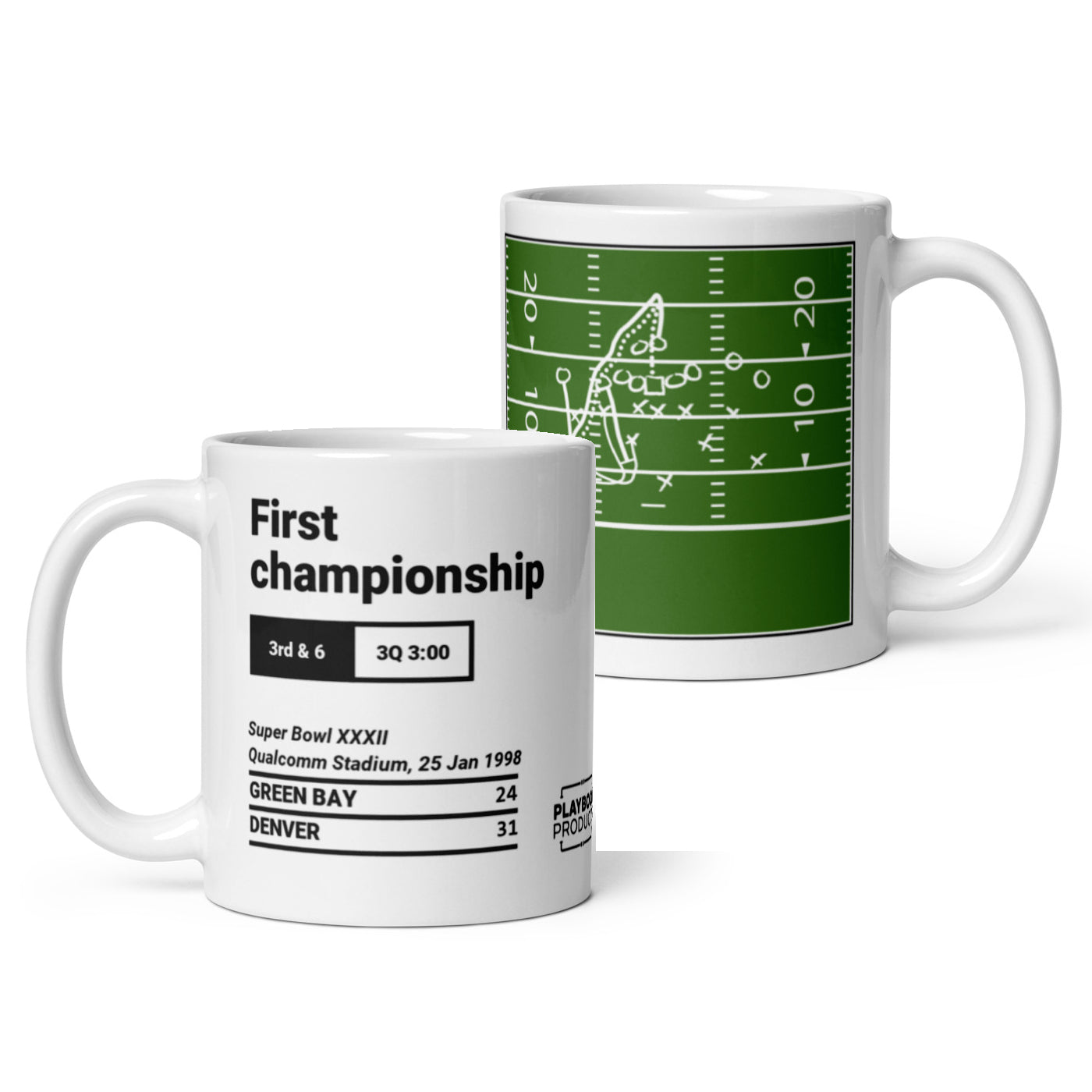 Denver Broncos Greatest Plays Mug: First championship (1998) 11oz / Field White