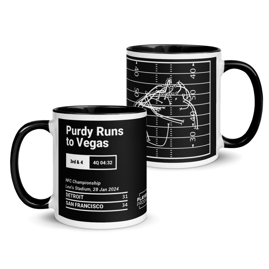 San Francisco 49ers Greatest Plays Mug: Purdy Runs to Vegas (2024)