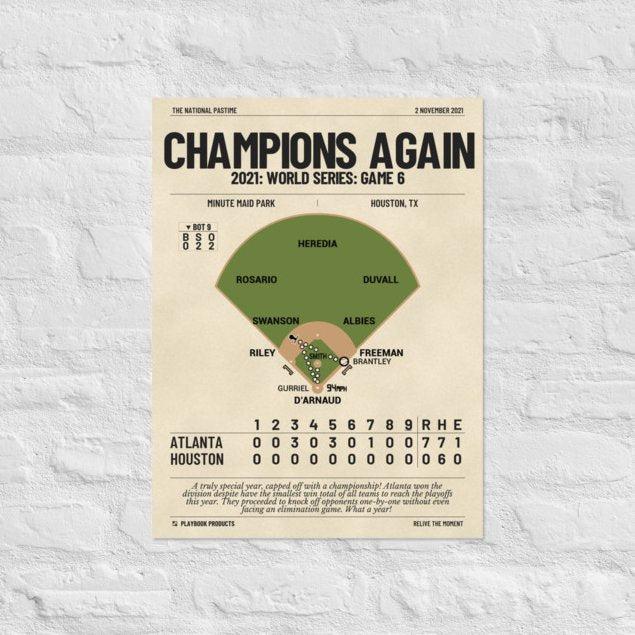 Greatest Atlanta Braves Plays Poster: Champions again (2021)