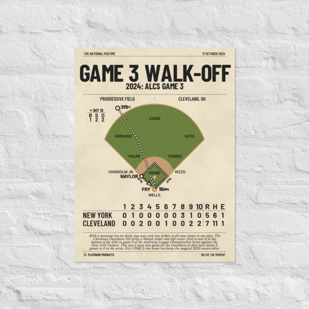 Greatest Cleveland Guardians Plays Poster: Game 3 Walk-Off (2024)