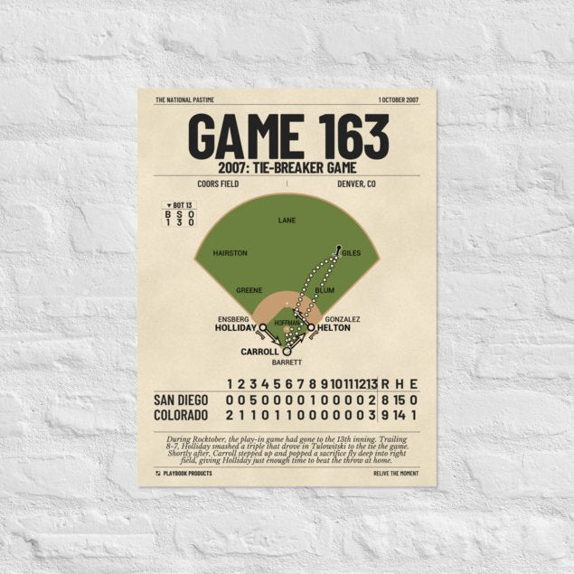 Greatest Colorado Rockies Plays Poster: Game 163 (2007)