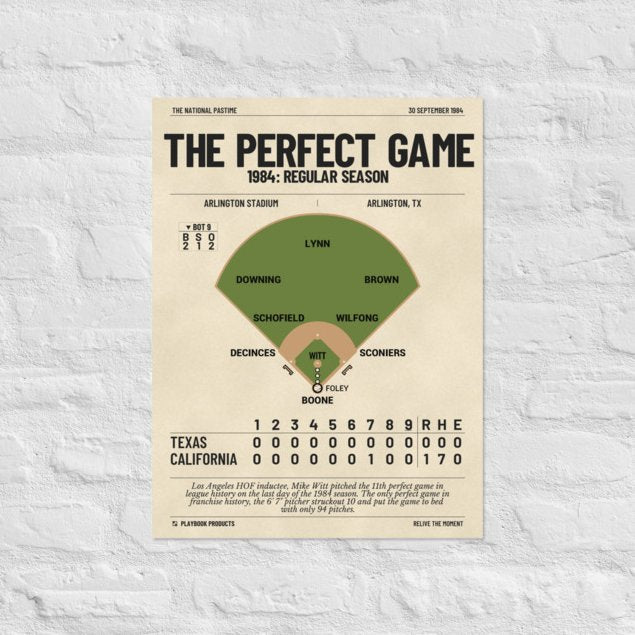 Greatest Los Angeles Angels Plays Poster: The Perfect Game (1984)