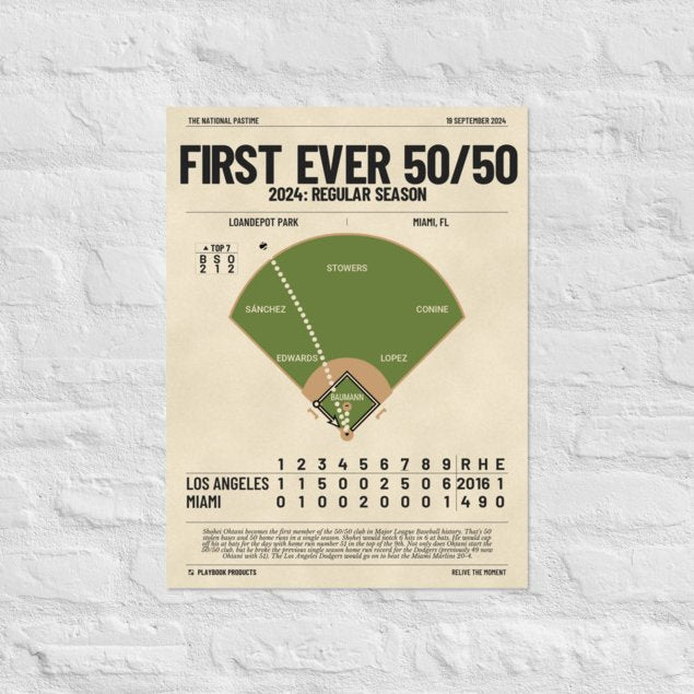 Greatest Los Angeles Dodgers Plays Poster: First Ever 50/50 (2024)