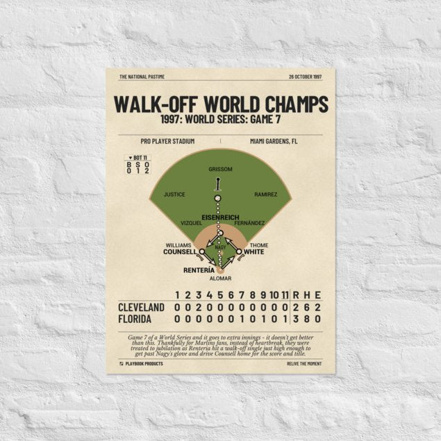 Greatest Miami Marlins Plays Poster: Walk-Off World Champs (1997)