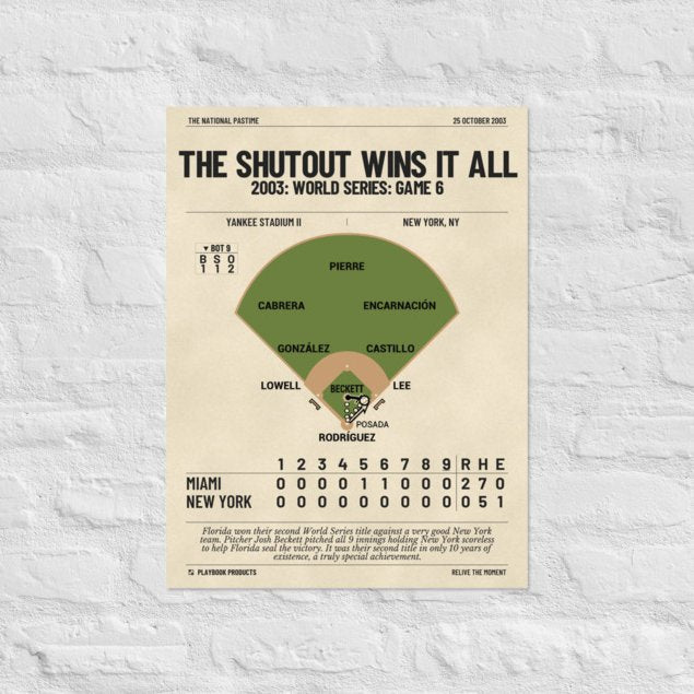 Greatest Miami Marlins Plays Poster: The Shutout Wins it All (2003)