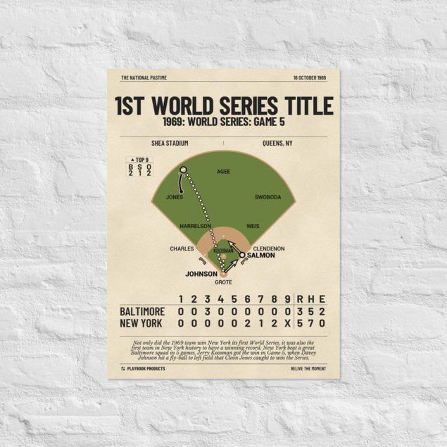 Greatest New York Mets Plays Poster: 1st World Series title (1969)