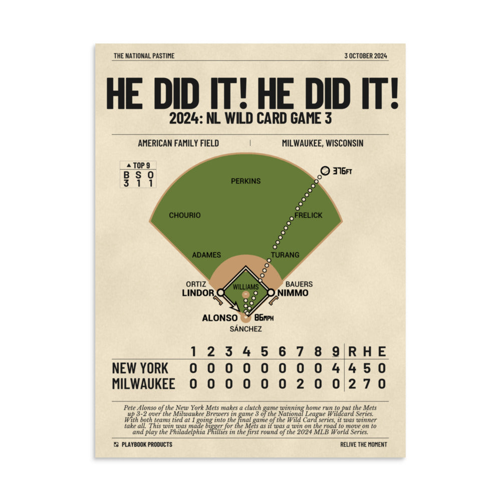 Greatest New York Mets Plays Poster: He did it! He did it! (2024)