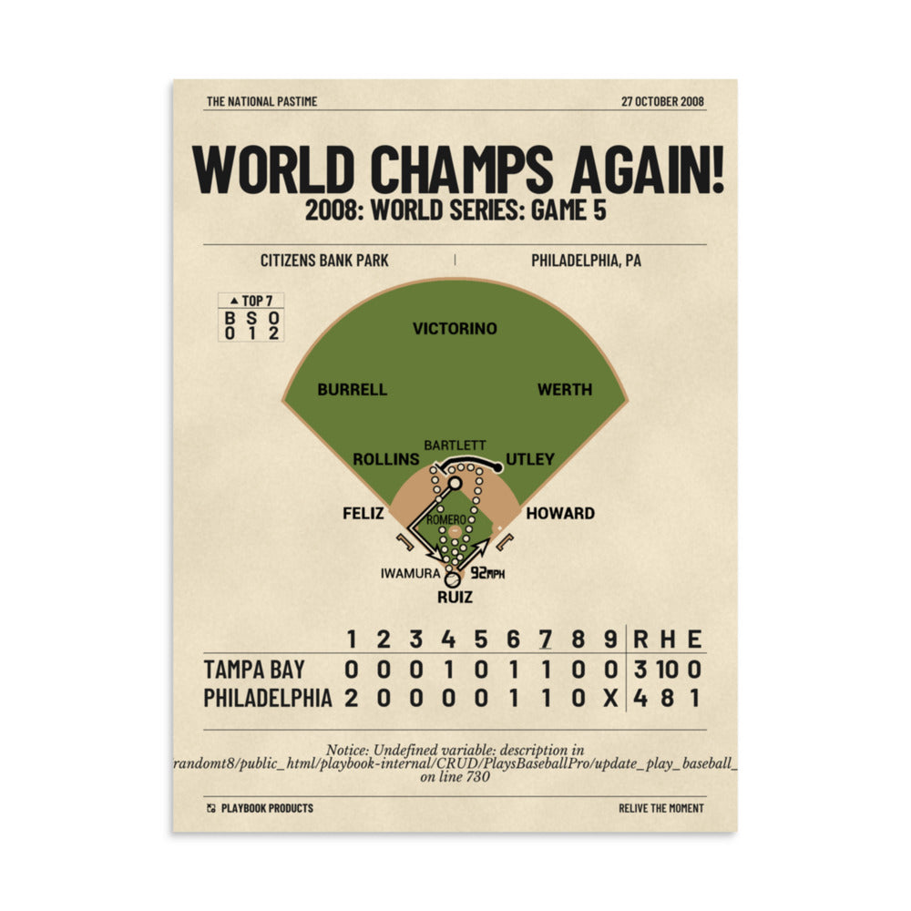 Greatest Philadelphia Phillies Plays Poster: World Champs Again! (2008)