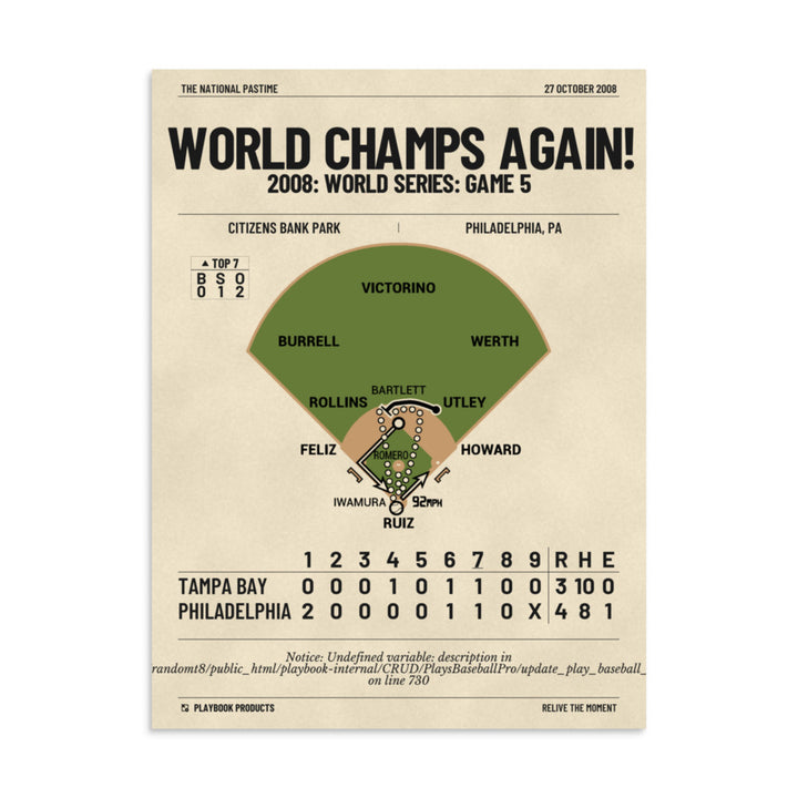 Greatest Philadelphia Phillies Plays Poster: World Champs Again! (2008)