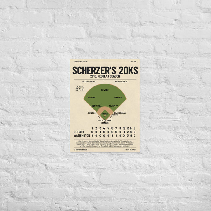 Greatest Washington Nationals Plays Poster: Scherzer's 20Ks (2016)