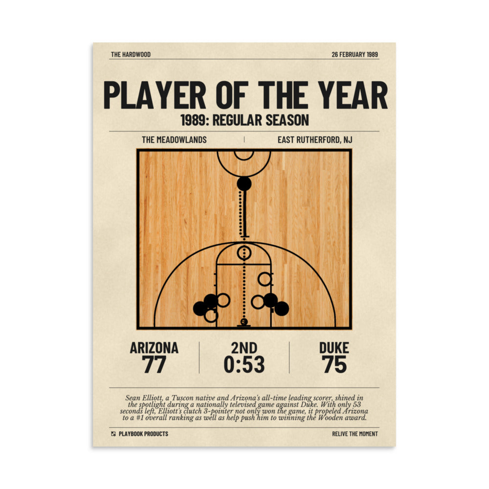 Greatest Arizona Basketball Plays Poster: Player of the Year (1989)