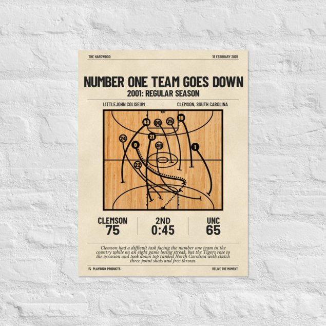 Greatest Clemson Basketball Plays Poster: Number one team goes down (2001)