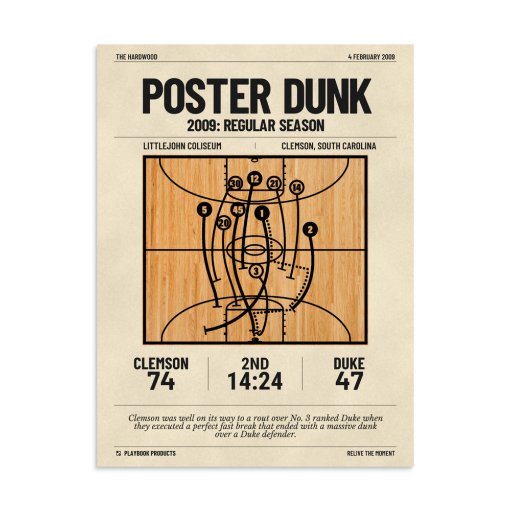 Greatest Clemson Basketball Plays Poster: Poster dunk (2009)