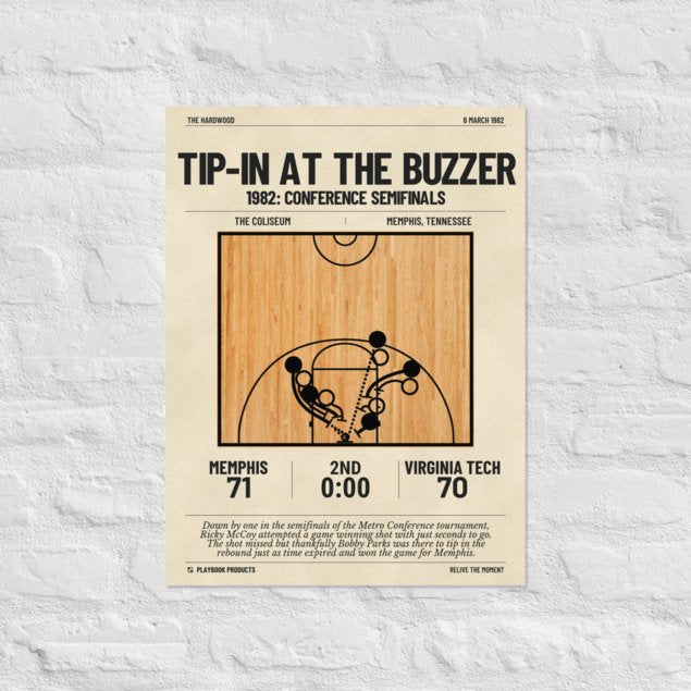 Greatest Memphis Basketball Plays Poster: Tip-in at the Buzzer (1982)