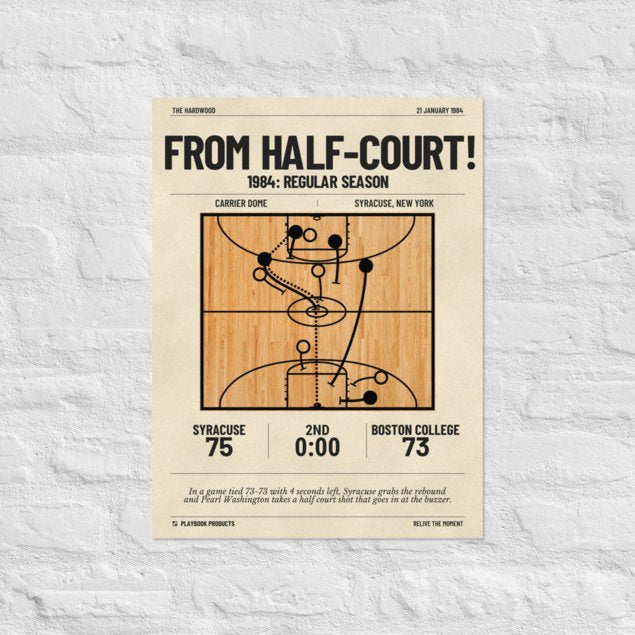 Greatest Syracuse Basketball Plays Poster: From half-court! (1984)