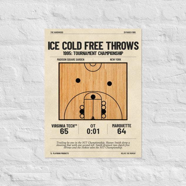 Greatest Virginia Tech Basketball Plays Poster: Ice cold free throws (1995)