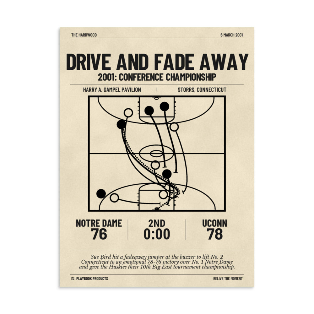 Greatest UConn Basketball Women's Plays Poster: Drive and fade away (2001)