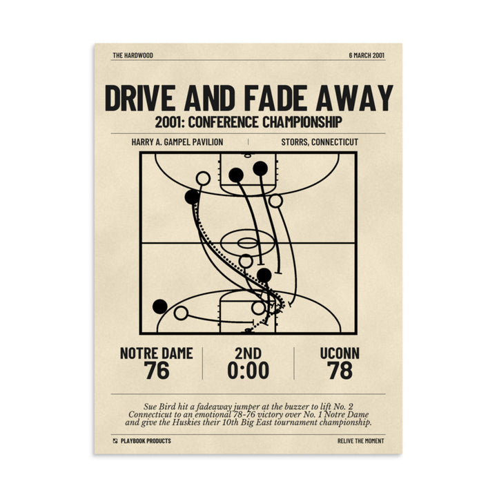 Greatest UConn Basketball Women's Plays Poster: Drive and fade away (2001)